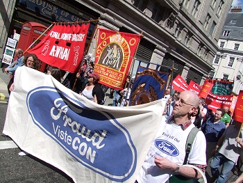 Visteon workers on May Day march 2009